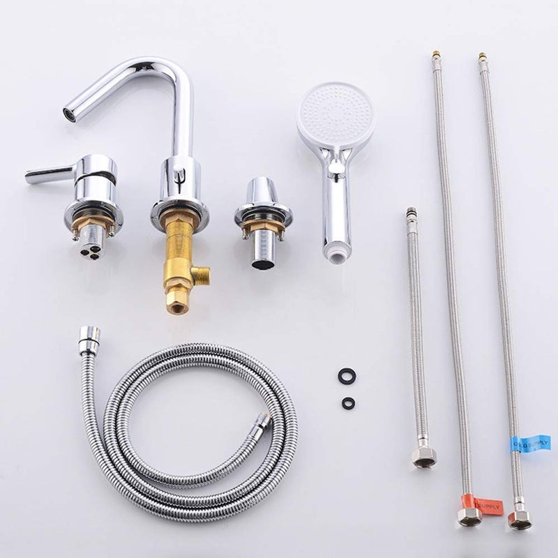 CREA Roman Tub Faucet Set - Chrome Bathtub Faucet with Hand Shower and Diverter - Image 5
